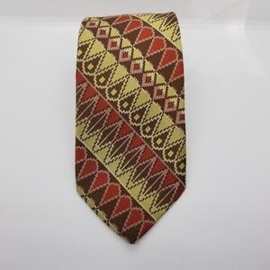 vintage Christian Dior woven geometric tie red brown yellow pink